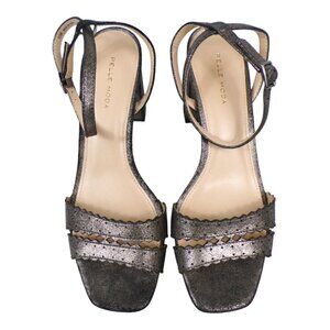 NEW Pelle Moda Ansel Sandals Block Heels Ankle Straps Pewter Size 10M #1141